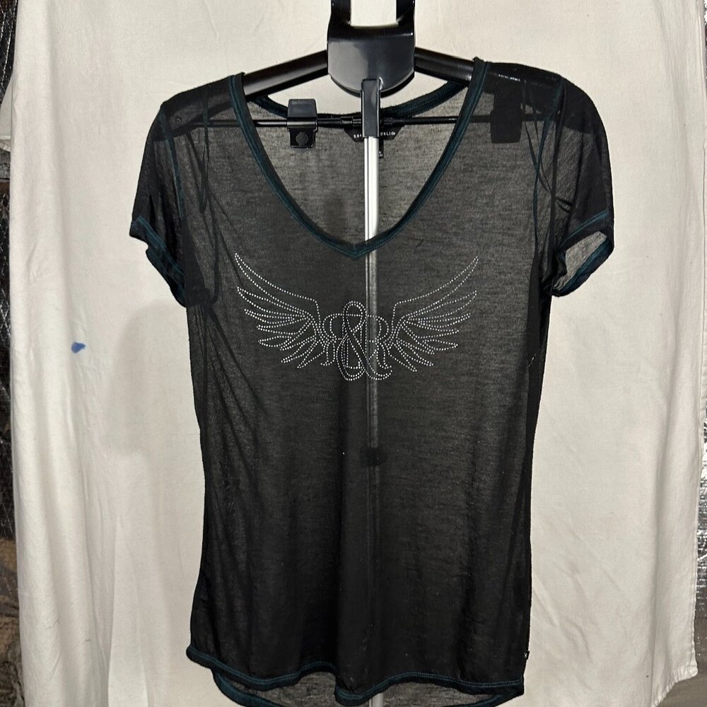 Rock and republic women's black‎ see through shirt size M